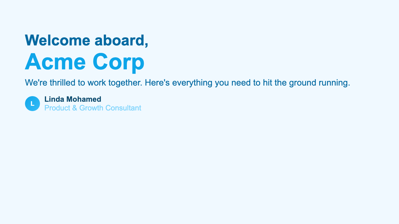 Client Welcome Deck - Arctic Dashboard