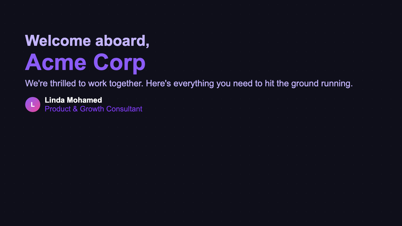 Client Welcome Deck - Bold Dashboard