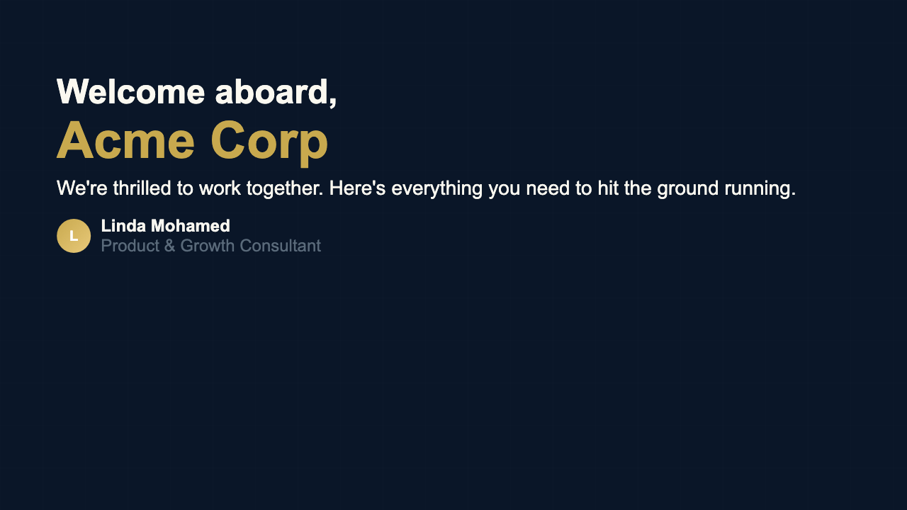 Client Welcome Deck - Corporate Dashboard