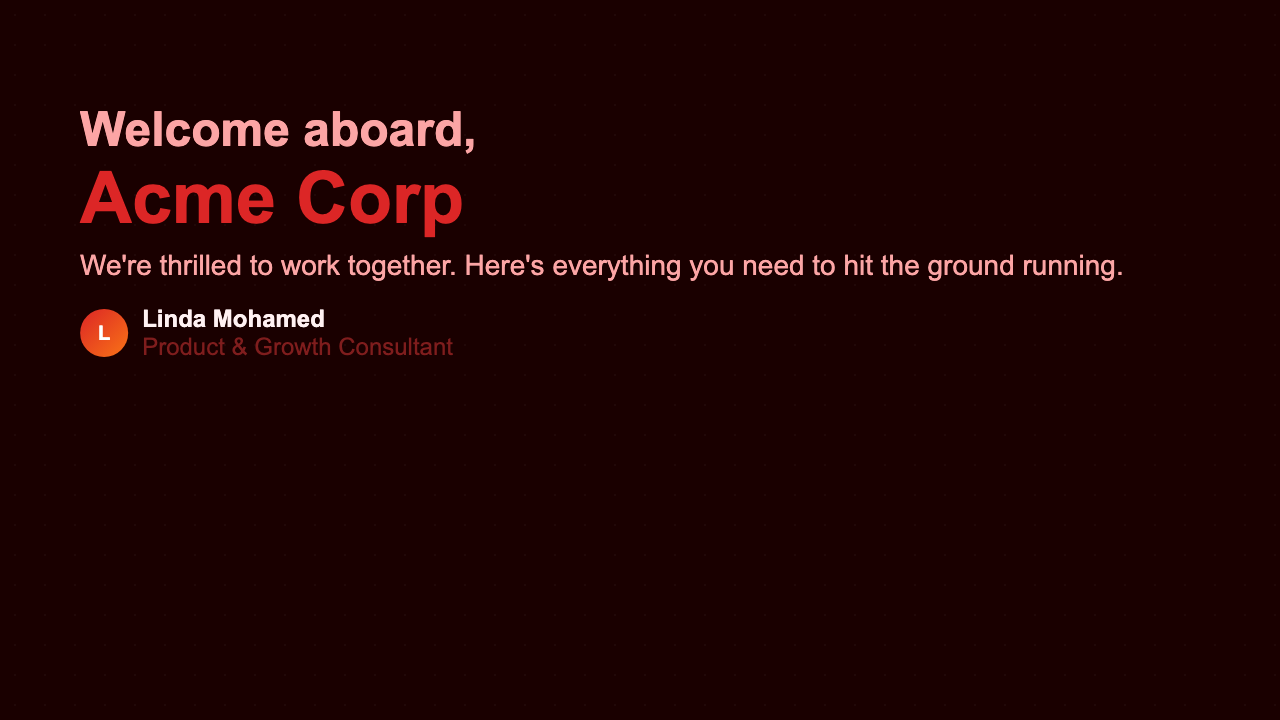 Client Welcome Deck - Crimson Dashboard