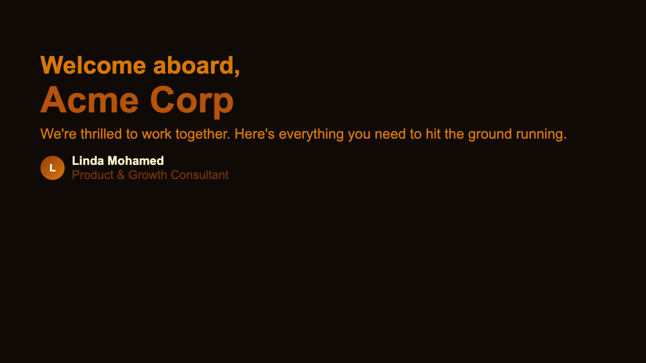 Client Welcome Deck - Espresso Dashboard