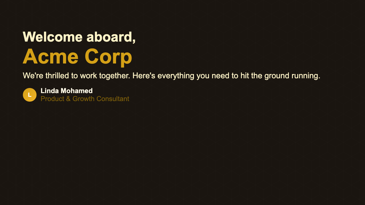 Client Welcome Deck - Finance Dashboard