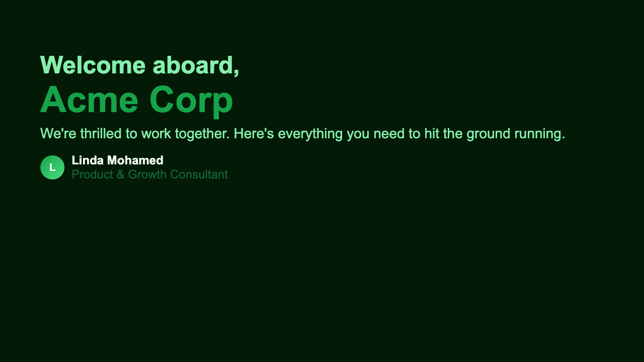Client Welcome Deck - Forest Dashboard
