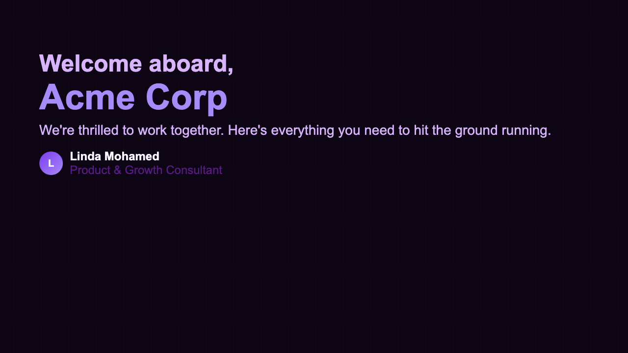 Client Welcome Deck - Lavender Dashboard