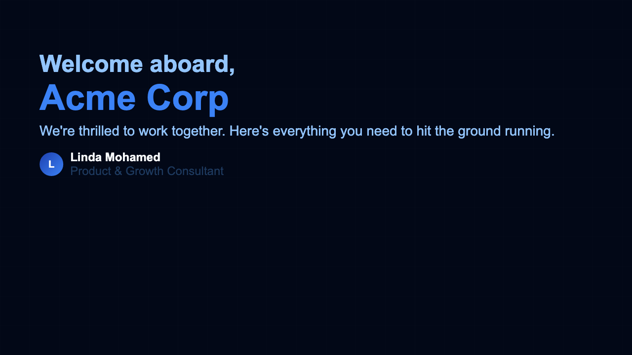 Client Welcome Deck - Midnight Dashboard