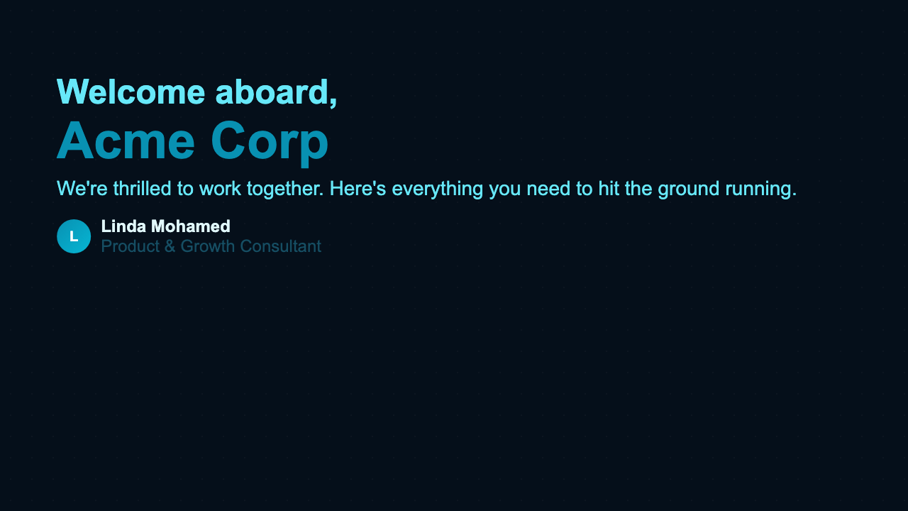 Client Welcome Deck - Ocean Dashboard