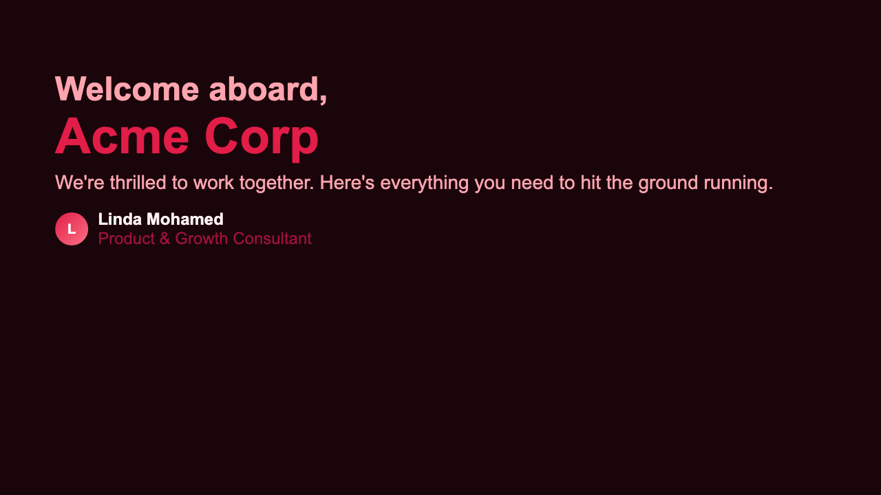 Client Welcome Deck - Rose Dashboard