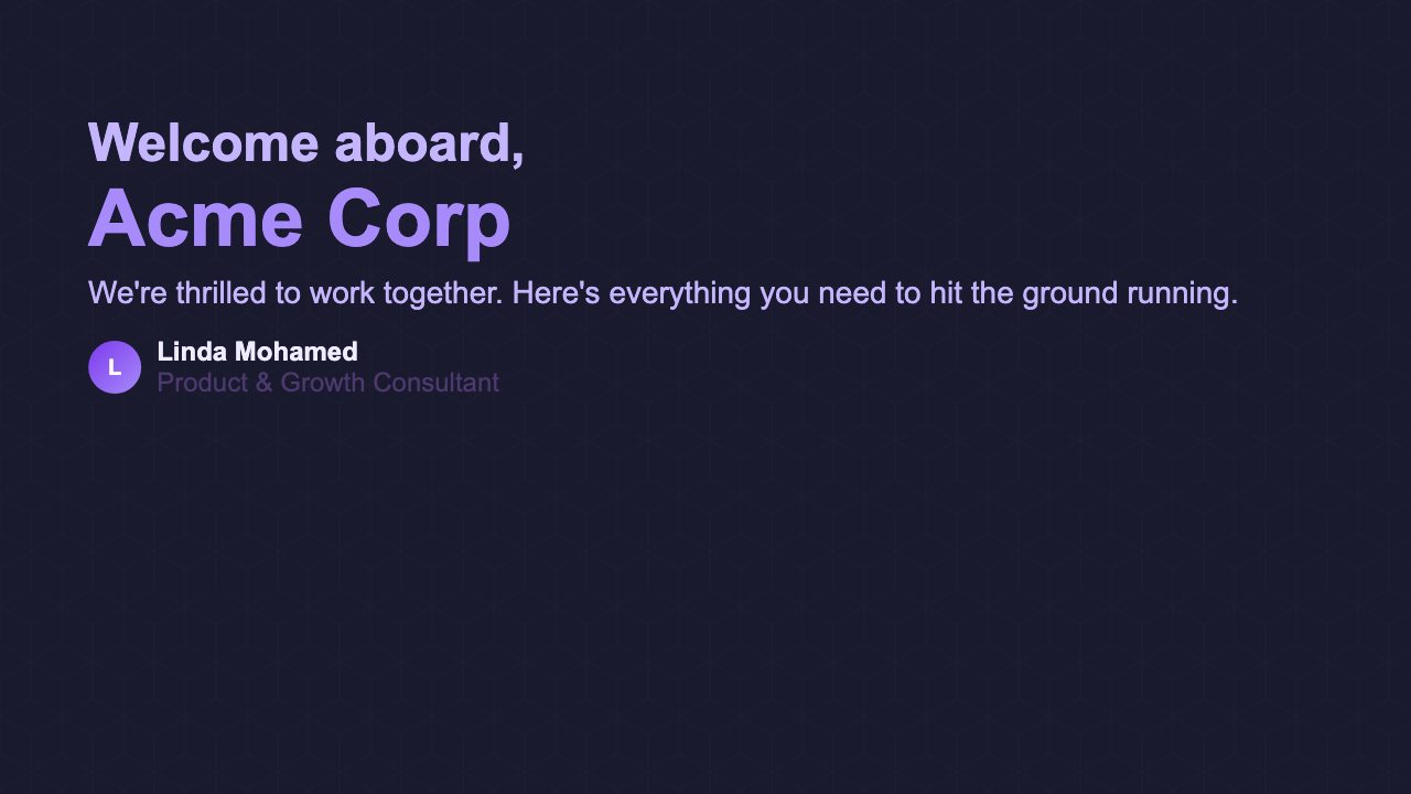 Client Welcome Deck - Vienna Dashboard