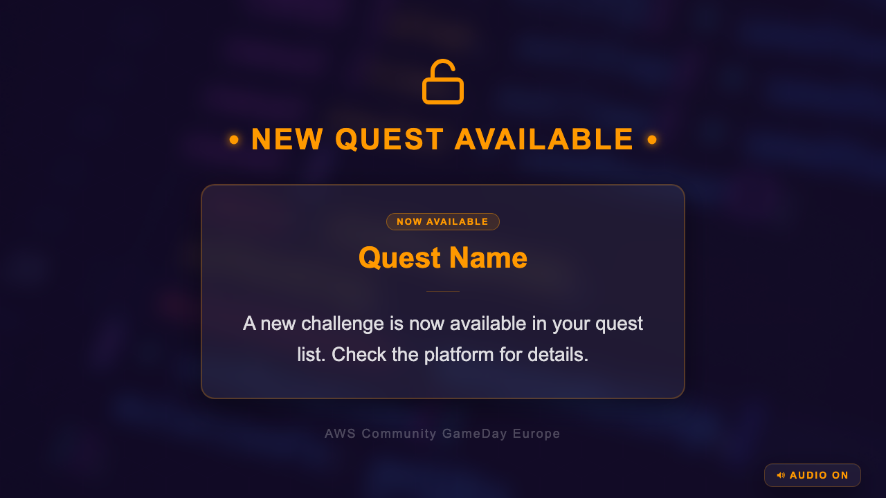Community GameDay Europe - New Quest Available