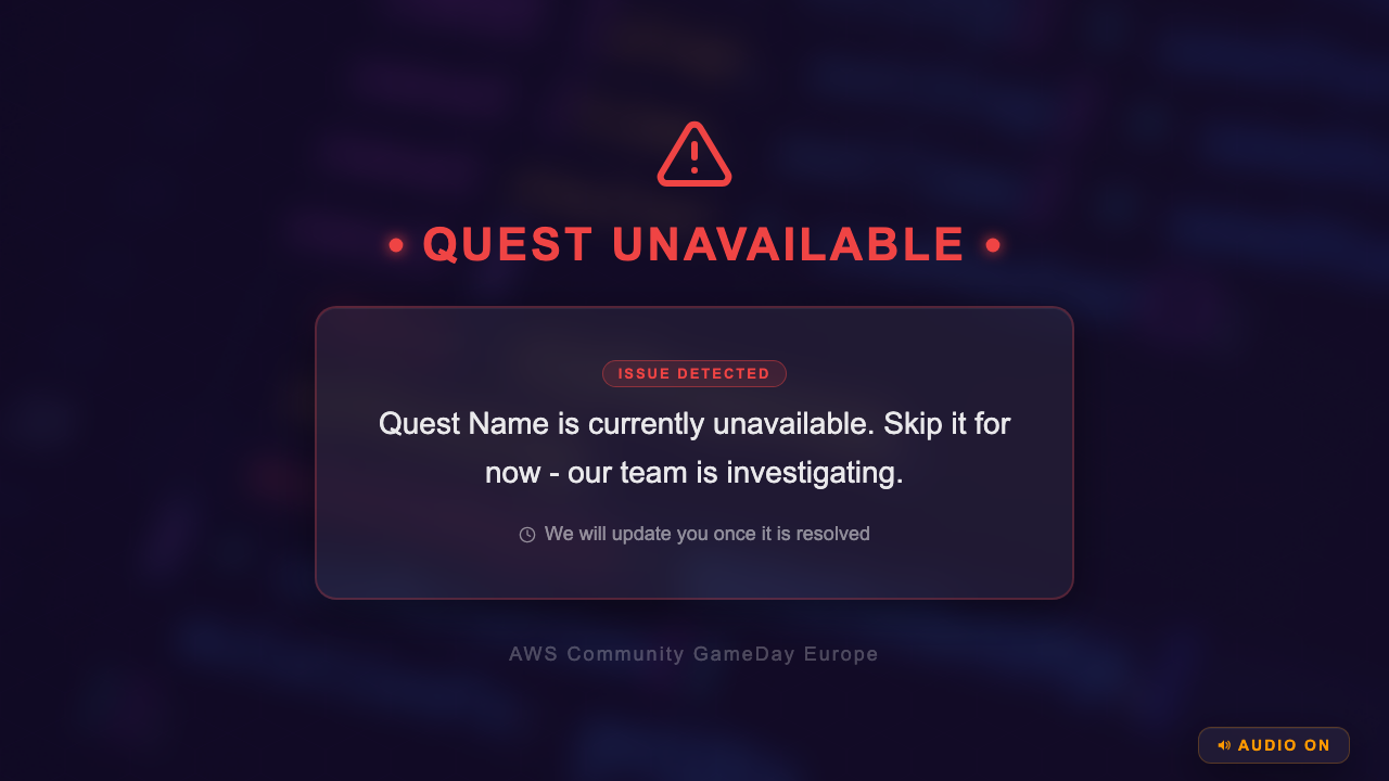 Community GameDay Europe - Quest Broken