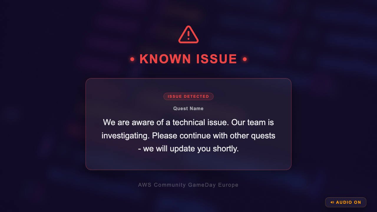 Community GameDay Europe - Technical Issue