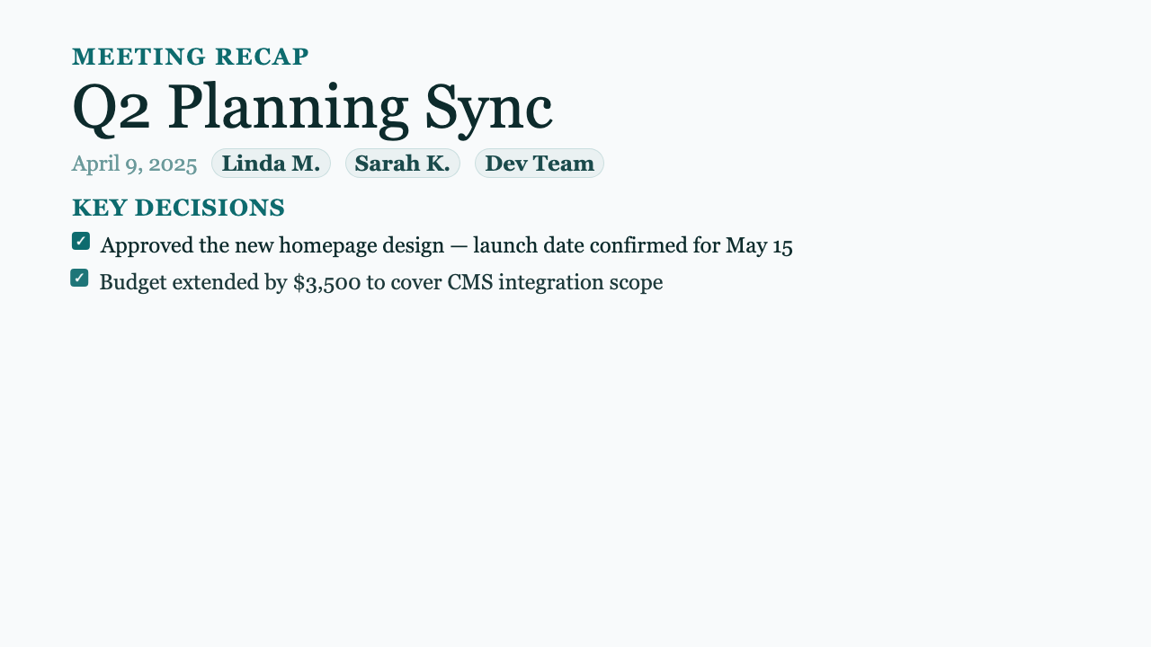 Meeting Recap preview