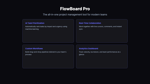 Product Launch - Dark Feature Grid