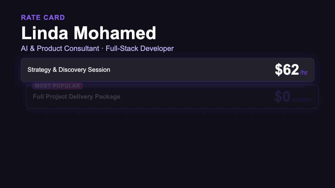 Rate Card - Bold Dashboard