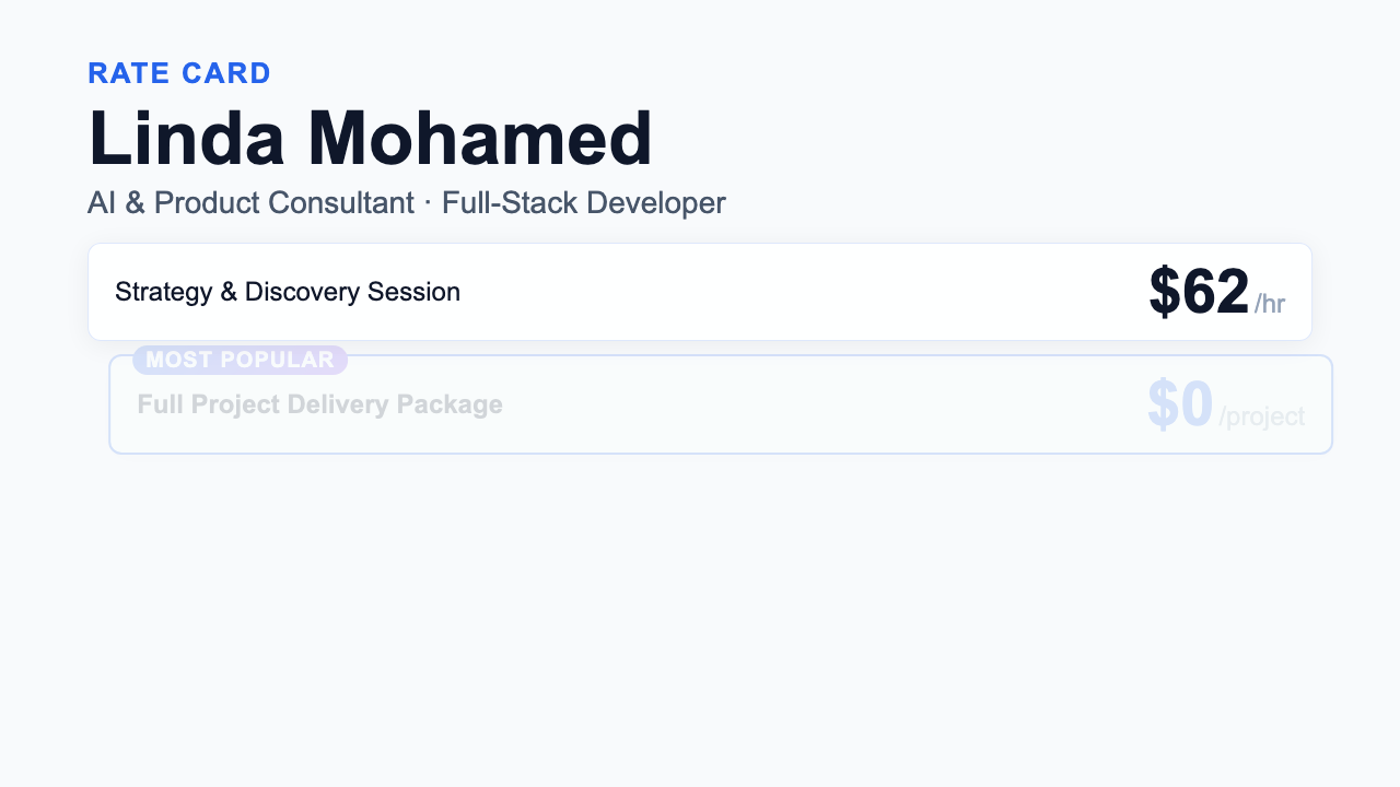 Rate Card - Clean Dashboard