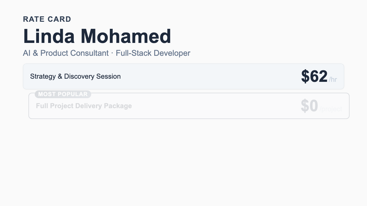 Rate Card - Minimal Dashboard
