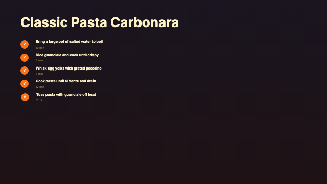 Recipe Step - Warm Step Sequence