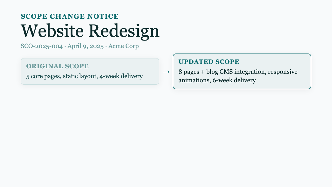Scope Change Request - Alpine Dashboard