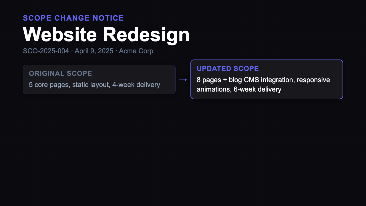 Scope Change Request preview