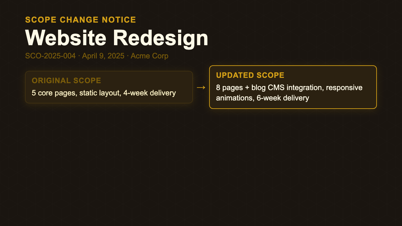 Scope Change Request - Finance Dashboard