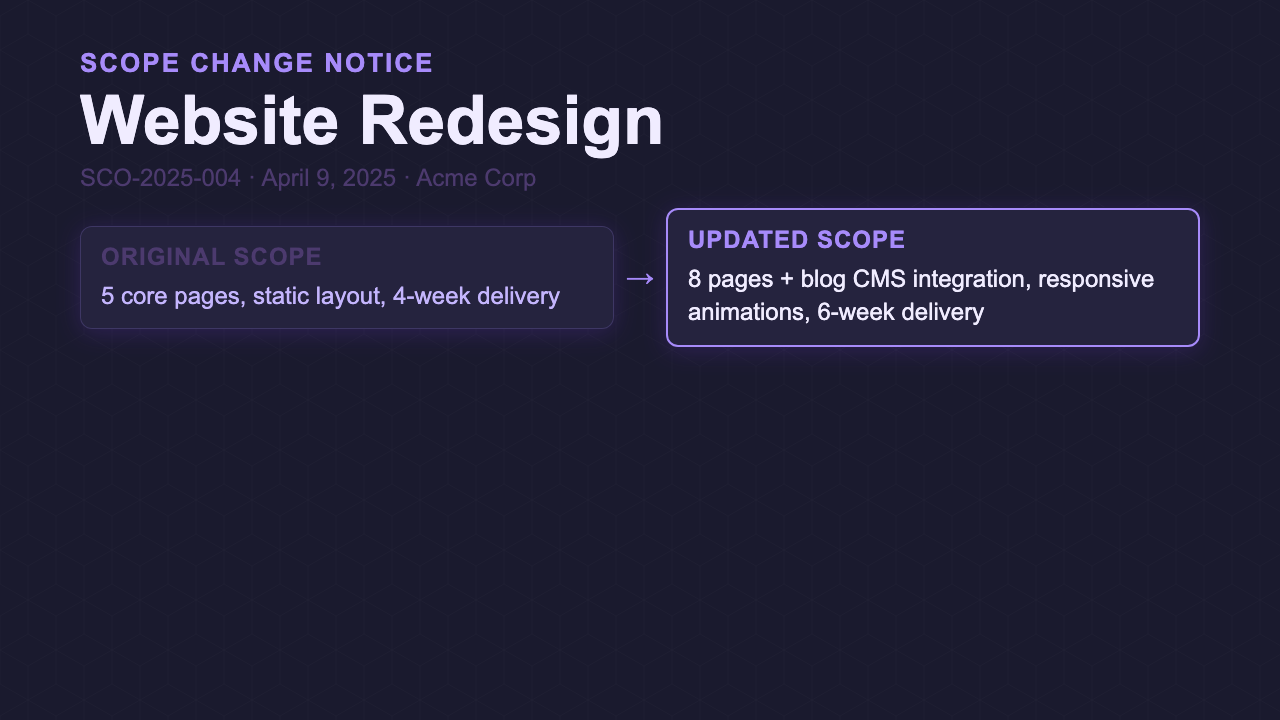 Scope Change Request - Vienna Dashboard